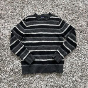Patagonia Sweater Striped Black / Grey Wool Men's Sz Medium